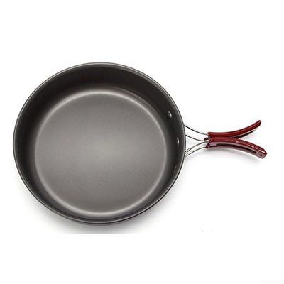Compact Aluminum Alloy NonStick Frying Pan with Folding Handle, Portable Design Includes Mesh Bag for Storage, Suitable for Outdoor Cooking