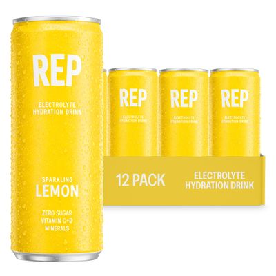 REP Hydration Drink with Electrolytes & Vitamins | Zero Sugar | Vitamin C, D, B12, Sodium, Potassium, Magnesium & Zinc | Low Calorie | Caffeine Free | 12 x 330ml Cans (Lemon)