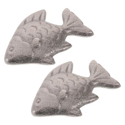 2pcs Natural Cast Iron Fish Cooking Tool in Silver Fish Shaped Iron Cookware for Daily Use, Enhances Cooking Efficiency and Boosts Health, for Preparing Whole Dishes