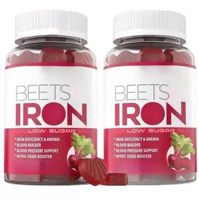 Beet Root Gummies - Increase Nitric Oxide & Iron Levels, Energy Support, Fight Fatigue, Beetroot & Gentle Iron, Sugar Free2 bottles