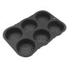 Silicone Hamburger Bun Pan 6-Cavity Non- Burger Bun for Homemade Buns Flexible Dishwasher-Safe Bakeware Tray 13.6 X 9.2 X 1.6 in Grey view 2