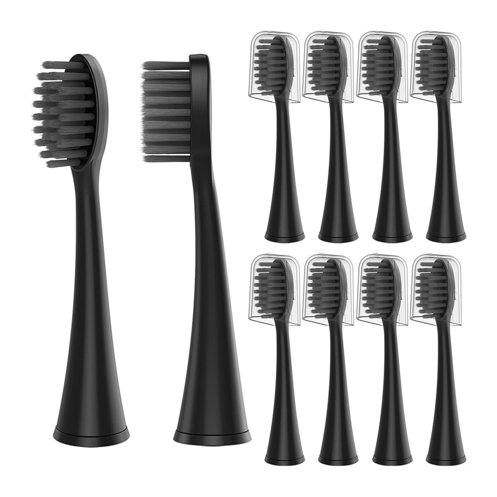 10pcs Replacement Toothbrush Heads,Compatible for BurstAdult Electric Toothbrush for Seago S9 S1 S6 S8 S21 S26 S28 SG540 SG860(Black 10pcs)
