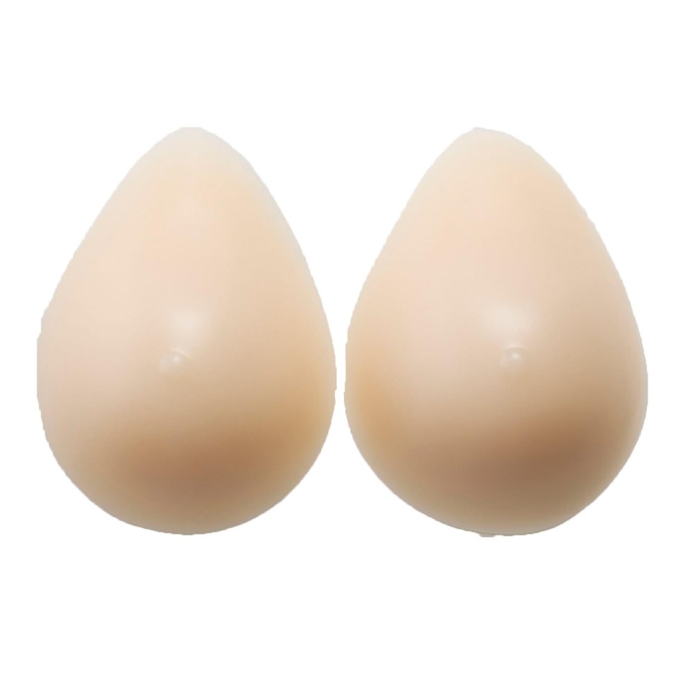 Realistic Teardrop Silicone Breast Prosthesis with Concave Back Fake Breasts with Small Nipple for Mastectomy, Post-Surgery & Transgender Natural Look, Natural Skin Tone (A Pair-M)