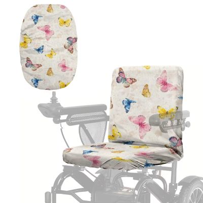 Wanyint Electric Wheelchair Seat Protector Accessories Universal Size Mobility Scooter Cover Dustproof Protector Accessories for Elderly Disable, Vintage Butterfly Watercolor