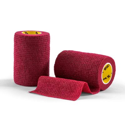 2 Rolls SPORTTAPE Self-Adhesive Cohesive Bandage, 7.5cm x 4.5m, Maroon - Compression & Vet Wrap for Dogs, Horses, Sports Stretch Tape for Football, Ankles, Joints, Wrists and Sock Tape