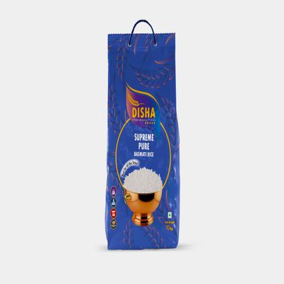 Disha Supreme Pure Basmati Rice 10kg Best for All Rice Dishes Extra Aroma, Long Grain, Premium Quality, Traditional Taste (10kg)