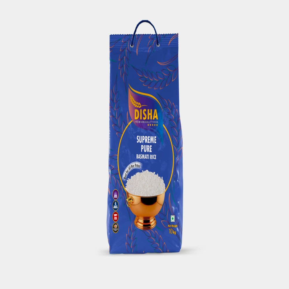 Disha Supreme Pure Basmati Rice 10kg Best for All Rice Dishes Extra Aroma, Long Grain, Premium Quality, Traditional Taste (10kg)