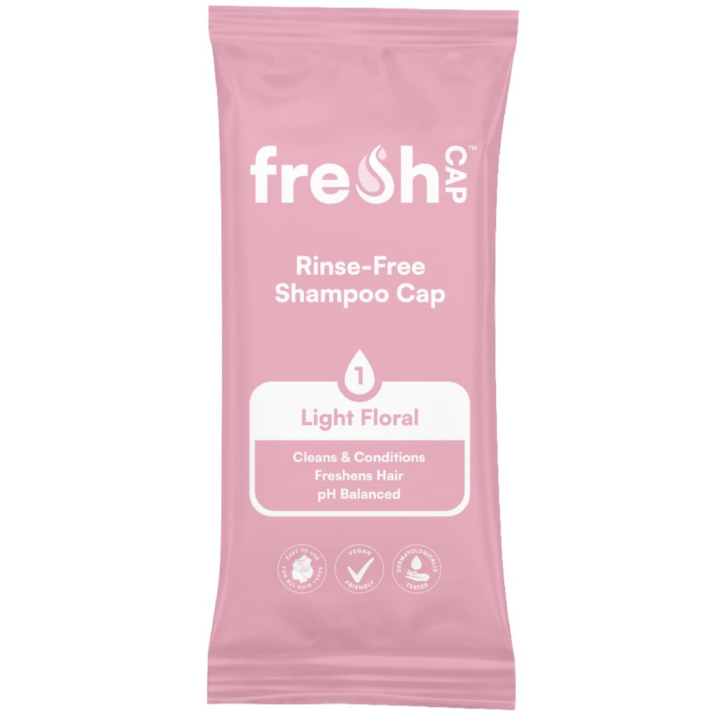 FreshWipes Light Floral Shampoo Cap Pack of 60 - No Rinse for Elderly or Disabled - Cleanses & Conditions for No Shower Access, Camping & Festival Use - Dermatologically Tested