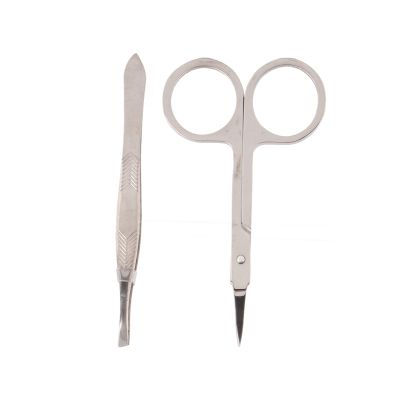 Baxnore Professional Stainless Steel Nose Hair Scissors Tweezers Set Precision Grooming Kit for Men Women Eyebrows Beards Eyelashes Travel Friendly Hair Trimming Tools