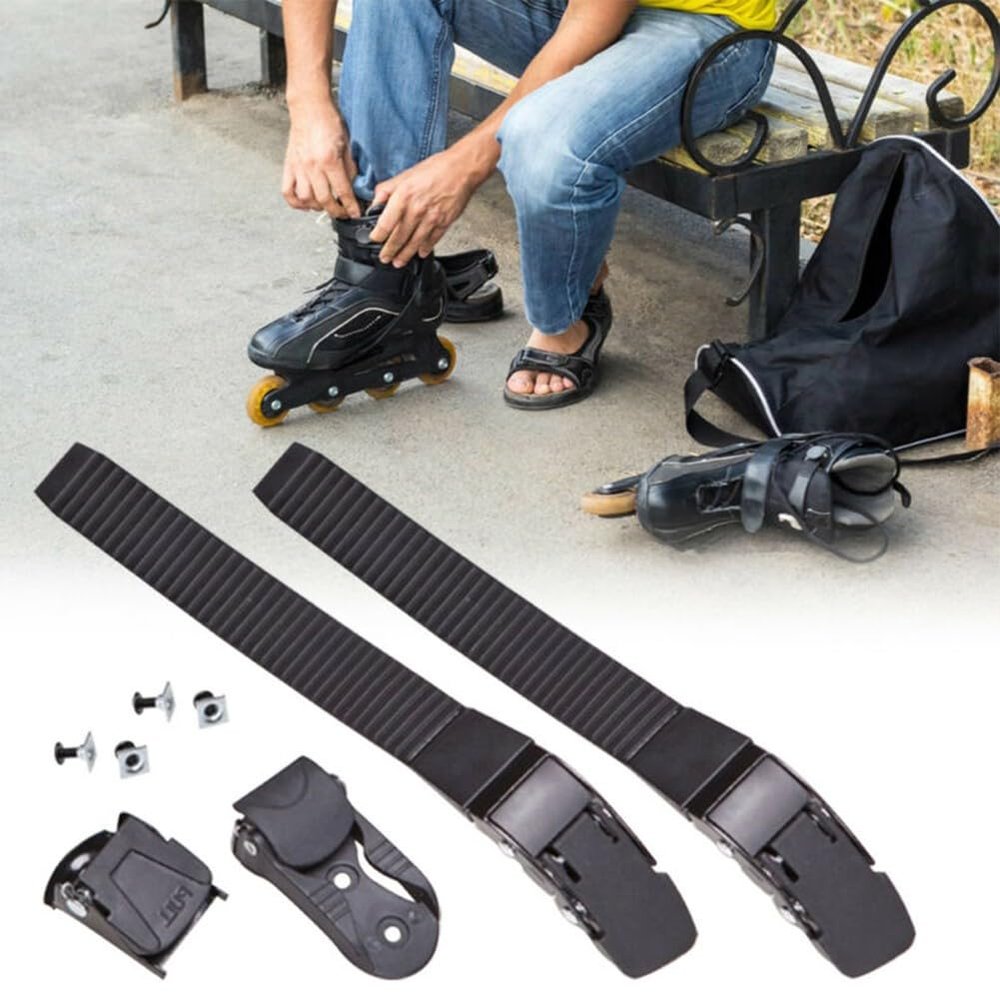 EasyByMall Inline Skate Replacement Energy Strap with Buckle, PVC Roller Shoe Laces with Mounting Screws for Men Women Kids, Black (21mm/22mm)