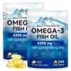 Omega 3 Fish Oil 4200mg - 1200mg EPA 900mg DHA per Serving - 240 Softgels, 80 Day Supply - Max Strength Triple Strength, Wild Caught, Burpless Lemon Flavor, Enteric Coated for Absorption view 1