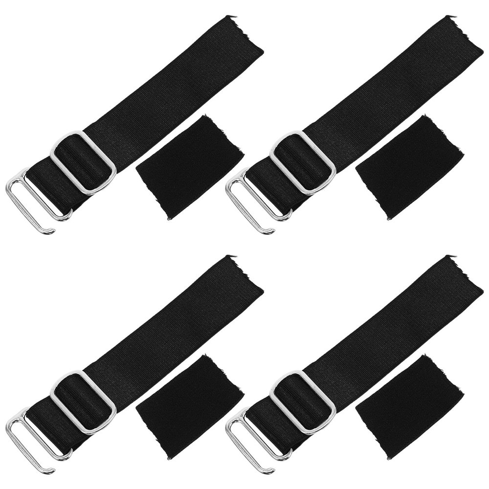 CATIEBYE 4pcs Adjustable Black Polyester Hat Straps with Silver Buckle, Elastic Replacement Fasteners for Sun Hats and Golf Visors, for Outdoor Activities and Fishing