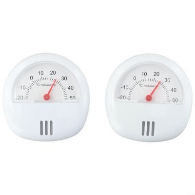 Analog Magnetic Refrigerator Thermometer for Indoor Use, -20C to +50C Range, 1C Resolution, ABS Construction, White, with Stand & Mounting Magnet Suitable(2PCS)