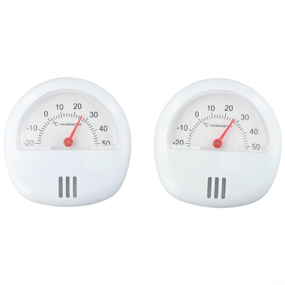 Analog Magnetic Refrigerator Thermometer for Indoor Use, -20C to +50C Range, 1C Resolution, ABS Construction, White, with Stand & Mounting Magnet Suitable(2PCS)