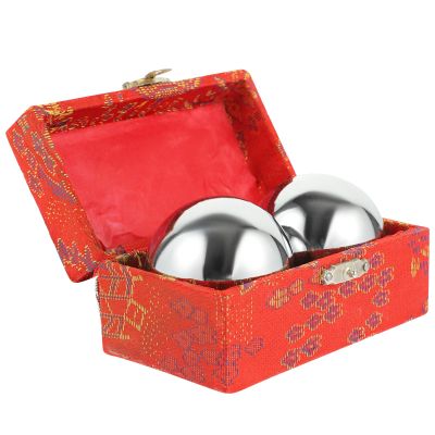 CHILDWEET Metal Hand Exercise Baoding Physical Therapy Sessions for Portable Silver Round to Tension and Stress Massage