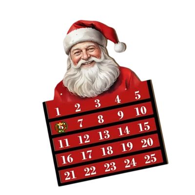 Xinsheinelry Wood Santa Themed Advent Calendar Christmas Home Decoration with 24 Days Designs Festival Season Supplies Santa Advent Calendar Decoration