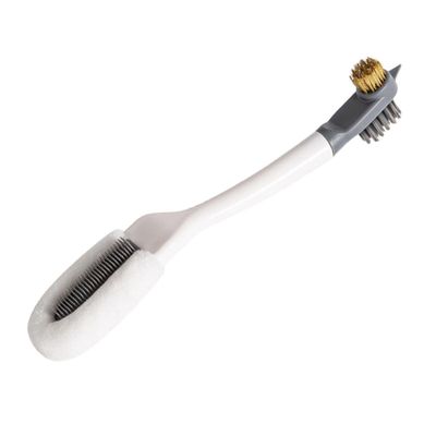 KJHBV Multipurpose Material with and Shoe Handle Curved Brush Three-ended Cleaning Gaps and Grooves, White Pp Washing for Trainers and Everyday