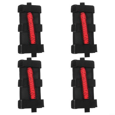 4-Piece Passenger Entry Assist Straps for Wrangler, Woven Nylon Roof Grab Handles with Alloy Buckles, For Easy Install Doorless Support for Off Road Vehicle