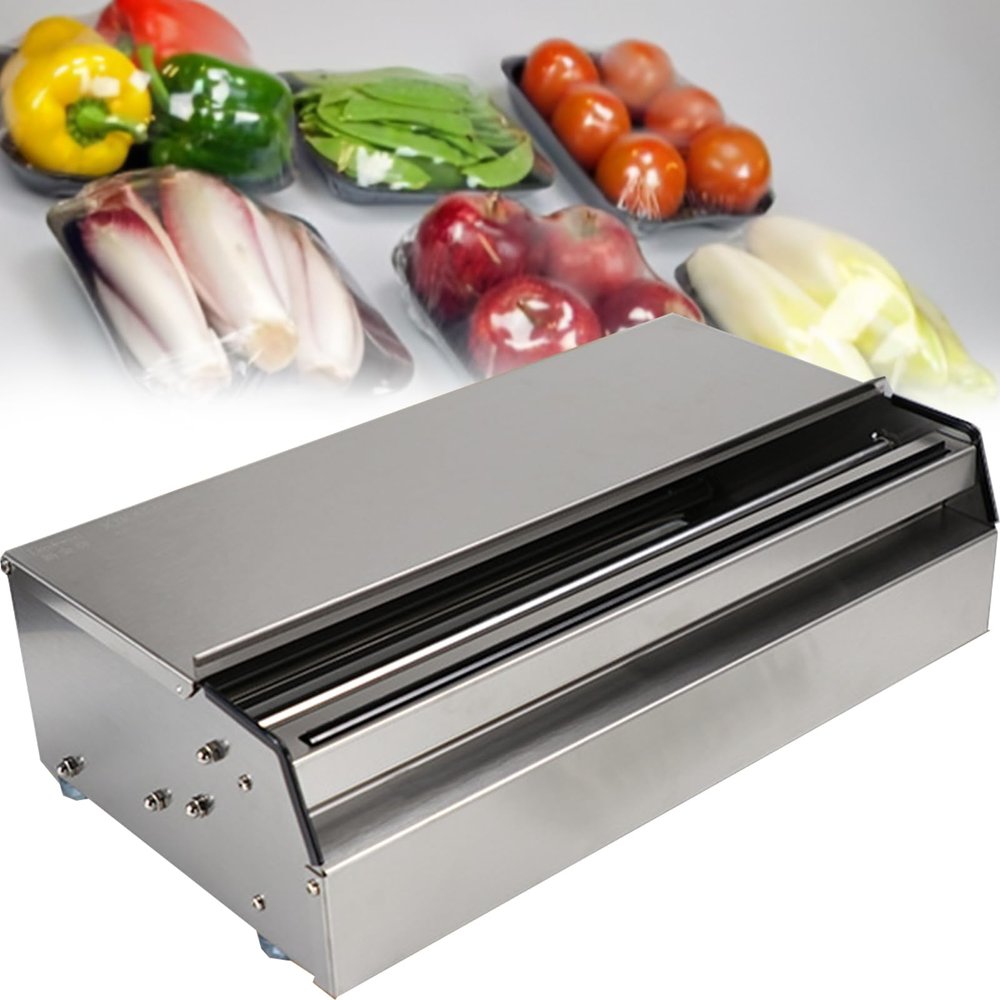 Manual Film Wrapping Machine, Cling Film Packaging Cutter, 18-Inch Stainless Steel, Plug-in & Non-Plug-in, for Meat, Vegetable & Fruit Packaging