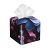 Pu Leather Cube Tissue Box Holders Modern Waterproof Square Tissue Box Cover Purple Flowers With Leaves Facial Paper Holder For Bathroom Kitchen Nightstand Office Home Decor view 1
