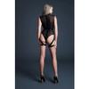 Allure You're Mine Latex Mesh Bodysuit with Latex Look Vinyl Cutouts & Garters Black (Large) view 2