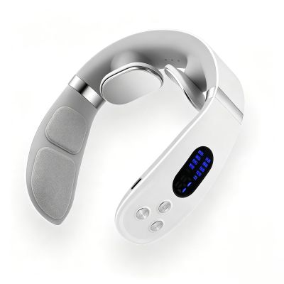 Neck Massager with Heat, Cordless Intelligent TENS Pulse Neck Massager for Pain Relief, 8 Modes & 16 Levels Adjustable Intensity, 42C Hot Compress Portable Neck Relaxation Device with LED Display