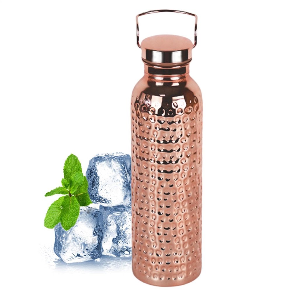 Ayurvedic Copper Vessel - Hammered Metal Canteen, Holistic Hydration Container, Detox Jug, Wellness Immune System Support | Sustainable BPA Free Solution for Gym Office Commuting