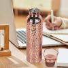 Ayurvedic Copper Vessel - Hammered Metal Canteen, Holistic Hydration Container, Detox Jug, Wellness Immune System Support | Sustainable BPA Free Solution for Gym Office Commuting view 3
