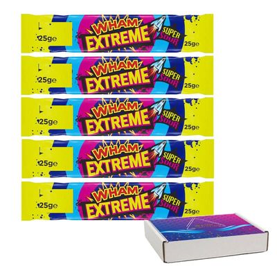 Wham Extreme Bar 25g (25 Bars) with Gift Box - Raspberry Flavour Chew Bars with Sour Crystals