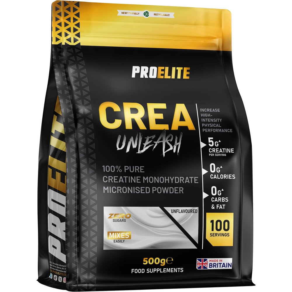 PROELITE Creatine Monohydrate Powder 500g Unflavoured - 100 Servings | Micronised Creatine for Muscle Strength, Performance & Recovery | Vegan Friendly Pre & Post Workout Supplement