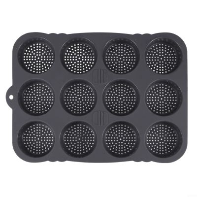 NbgrvB 12 Cavity Silicone Burger Bun Pan Non Hamburger Dishwasher Safe Baking Tray Grey