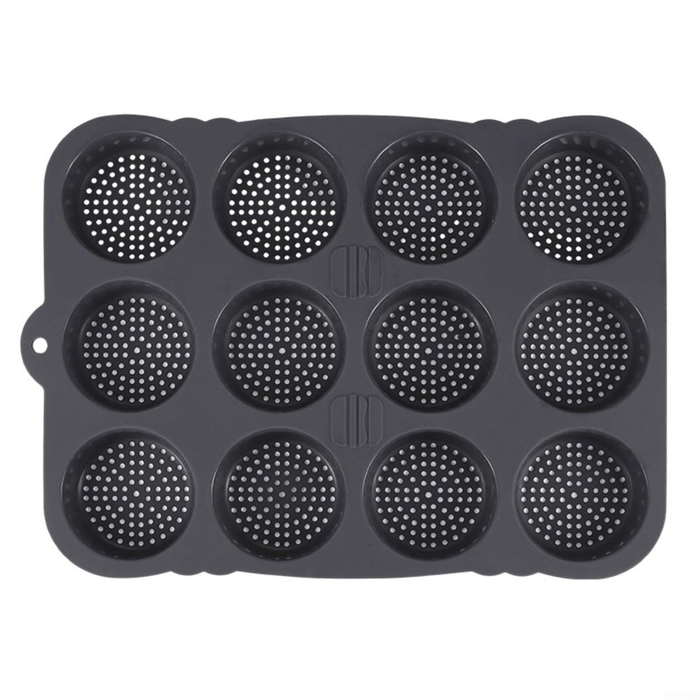 NbgrvB 12 Cavity Silicone Burger Bun Pan Non Hamburger Dishwasher Safe Baking Tray Grey