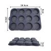 NbgrvB 12 Cavity Silicone Burger Bun Pan Non Hamburger Dishwasher Safe Baking Tray Grey view 4