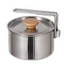 Lightweight 1L Stainless Steel Kettle Pot for Campers Featuring Removable Handle and Beech Wood Lid Handle for Safe Outdoor Handling view 3
