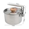 Lightweight 1L Stainless Steel Kettle Pot for Campers Featuring Removable Handle and Beech Wood Lid Handle for Safe Outdoor Handling view 4