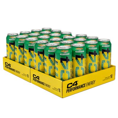 C4 Performance Energy Drinks Millions Apple 500ml (24pack) | Sugar Free Energy Drink with 160mg Caffeine, 250mg Betaine, 1050mg Taurine | Low Calorie Fizzy Drinks for On the Go Energy and Focus