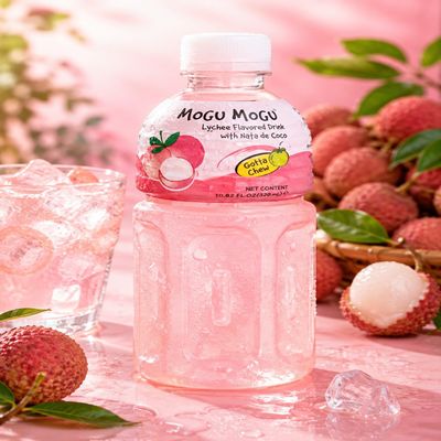 Fakhri Nata De Coco Drink Lychee Refreshing Summer Beverage with Coconut Jelly 320ml