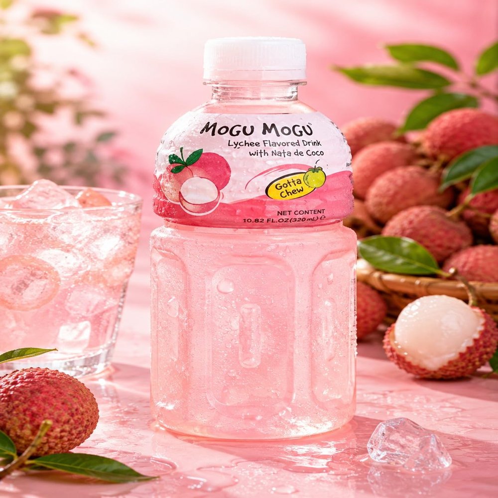 Fakhri Nata De Coco Drink Lychee Refreshing Summer Beverage with Coconut Jelly 320ml
