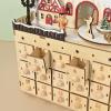 Xjdzineq Natural Wood Christmas Advent Calendar Cabinet with 24 Gift Compartments Village House Count Down Ornament Family Friendly Wooden Holiday Count Down view 4