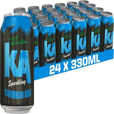 KA Caribbean Kola Fizzy Drinks - Traditional & Authentic Caribbean Jamaican Style Sparkling Drink - Soft Drinks Multipack - Caribbean Kola Soda Drinks Bulk Pack - 24 x 330ml Cans