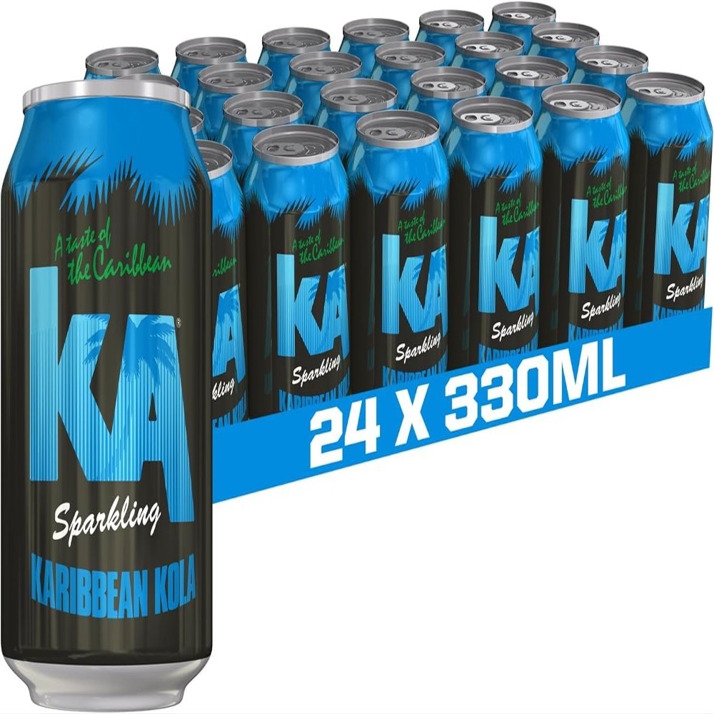 KA Caribbean Kola Fizzy Drinks - Traditional & Authentic Caribbean Jamaican Style Sparkling Drink - Soft Drinks Multipack - Caribbean Kola Soda Drinks Bulk Pack - 24 x 330ml Cans