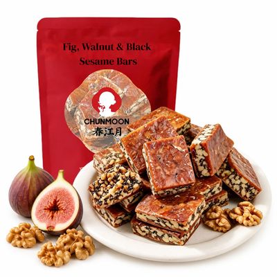 Fig Walnut Two in One Bars with Black Sesame 250g, Codonopsis & Astragalus | Soft Chewy Fig Bars Snack | Nutrient-Dense Healthy Snacks, Vegan & No Added Sugar| Individually Crafted Nut & Fruit Bars