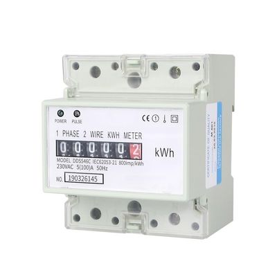 EasyByMall Digital Wattmeter 230V 5(100) A Power Energy Meter with Pulse Output, Optical Isolation & DIN Rail Mount for Industrial Commercial Use