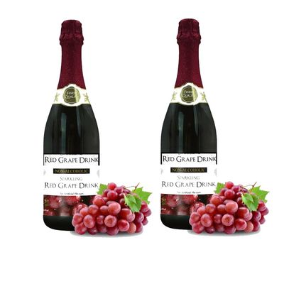 Red Grape,Mango,Strawberry,White Grape Flavoured Sparklling Drink Glass Bottle 750ml - Refreshing Sparkling Drink - dn (2 x Bottles, Red Grape Sparkling Drink 750ml)