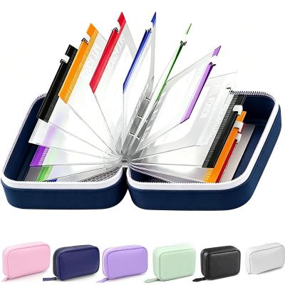 Waterproof Pill Organizer Set, 14 Color Pill Pouches Reusable Binder Zippered Pill Storage, 7-14 Day Portable Travel Medicine Case for Vitamins Fish Oils (Blue)
