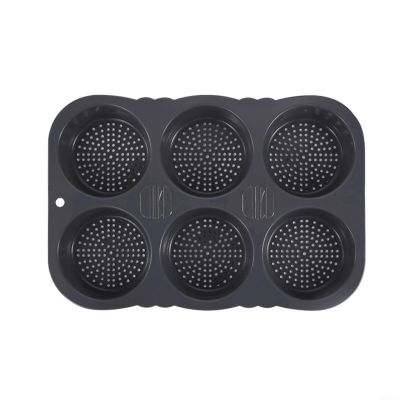 BEAZOOM Non Silicone Hamburger Bun for MOLD 6 Cavity Bread Pan Tray for Kitchen Grey