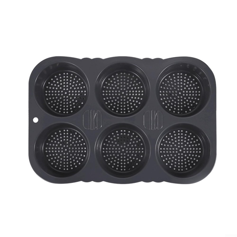 BEAZOOM Non Silicone Hamburger Bun for MOLD 6 Cavity Bread Pan Tray for Kitchen Grey