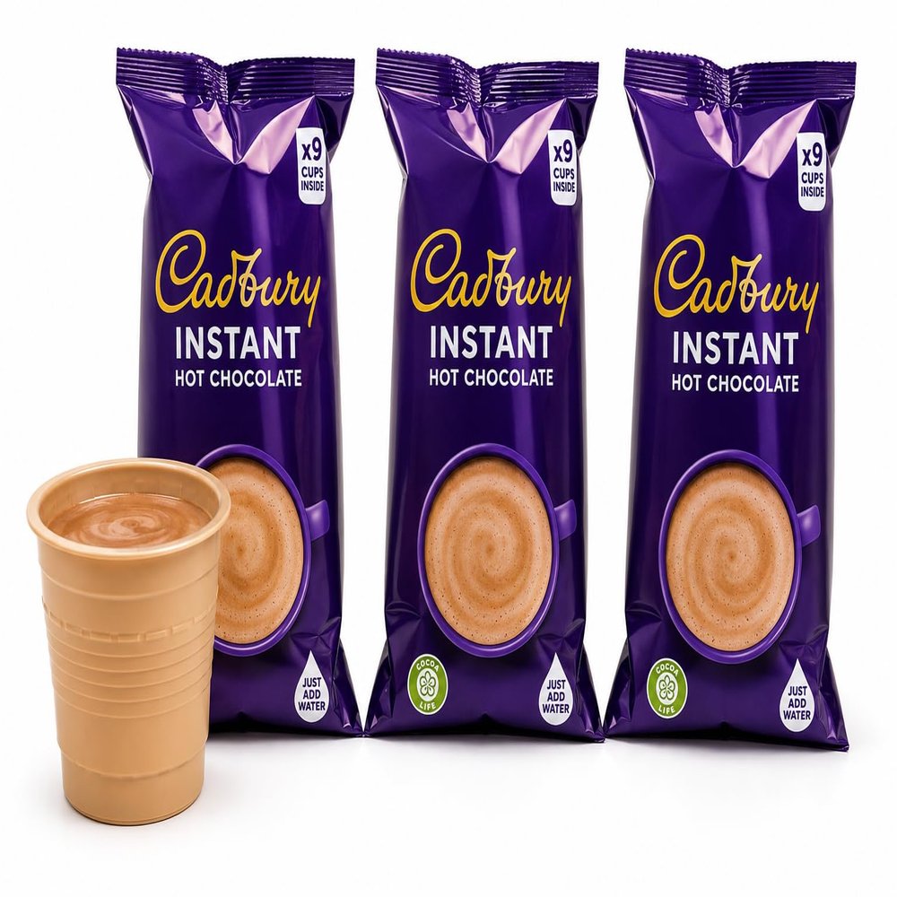 Cadbury Instant Hot Chocolate Cups - Add Water 9 Pack of Cups x 3 (Total 27 cups)