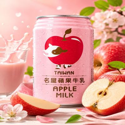 Fakhri FAMOUS HOUSE Apple Milk Drink Refreshing Summer Flavoured Beverage for Daily Enjoyment