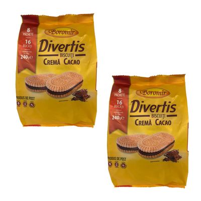 Boromir Divertis Crema Cacao Family Pack 240G Cocoa Cream Biscuit Family Snack Product From Romanian Origin Pack Of 1